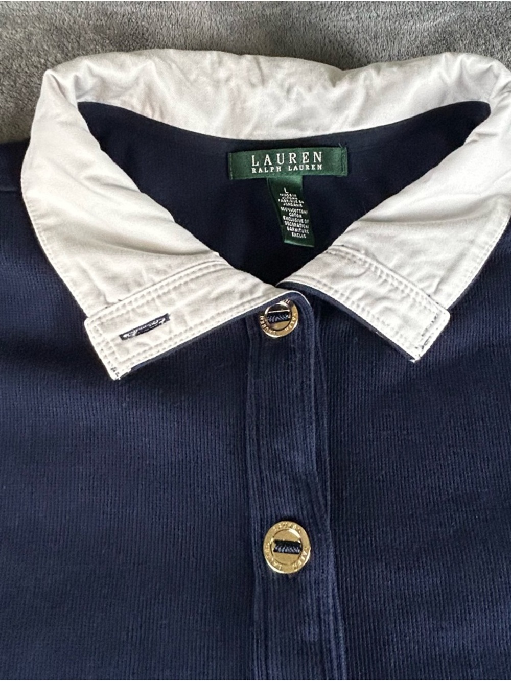 Lauren Ralph Lauren Cardigan Jacket Womens L Navy Blue Nautical Preppy Old Money - Picture 6 of 14